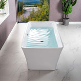 WOODBRIDGE 59" Acrylic Freestanding Bathtub Contemporary Soaking White Tub with Brushed Nickel Overflow and Drain，BTA1509 -B/N-Drain &O WOODBRIDGE