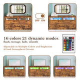 LIKIMIO 6 Drawer 59" Dresser with LED and Power Strip, Wood Dressers & Chests of Drawers for Bedroom Living Room, Rustic Brown LIKIMIO