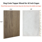VIE DE AMAN Dog Crate Topper Wood for 48 42 36 24 inch Cages, Dog Crate Table Topper with Tassel Curtain, Rustic Style Dog Kennel Topper, Oak Grey(Dog Crate Not Include) VIE DE AMAN