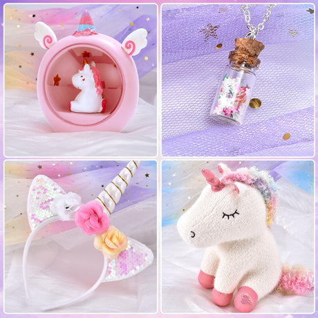 Toylink Unicorn Gift for Girls Toy Age 3 4 5 6 7 8 with Plush Stuffed Animal Water Bottle Night Light Headband DIY Color Book Pen, Christmas Birthday Gifts Idea Toys for Little Girl 3-10 Years Old Toylink