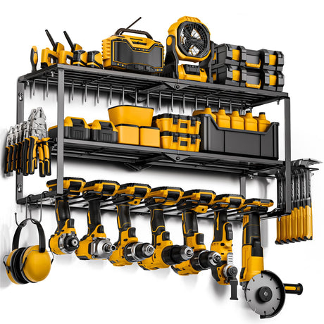 Heavy Duty Power Tool Organizer Wall Mount - Drill Holder Wall Mount with Screwdriver Organizer,Cordless Drill Hanger Storage Rack,for Garage Organization, Workshop,Pegboard, Shed - Gifts for Men CAYRCOII