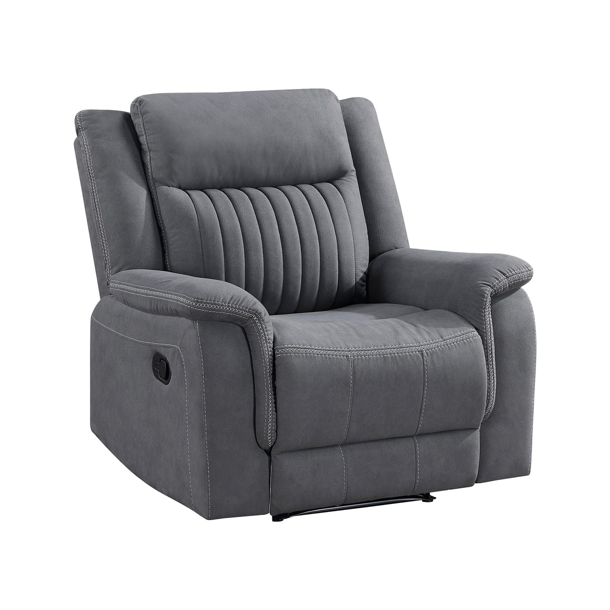 Lexicon Manual Recliner Chair, Polished Microfiber Reclining Sofa Chair, Home Theater Seating, Wall Hugger Manual Recliner for Living Room/Office/Apartment, Gray Lexicon