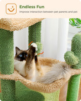 PEQULTI 4-in-1 Cactus Cat Tree, 33'' Cat Tower for Indoor Cats with Large Condo, Cat Scratching Post for Cats with Deep Hammock& Cozy Top Perch,Green PEQULTI