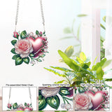 AiYuanzsh 5D Diamond Painting Hanging Pendant, DIY Rose and Heart Diamond Art Kit for Adults, Crystal Rhinestone Window Decoration, Wall and Home Ornament Gift AiYuanzsh