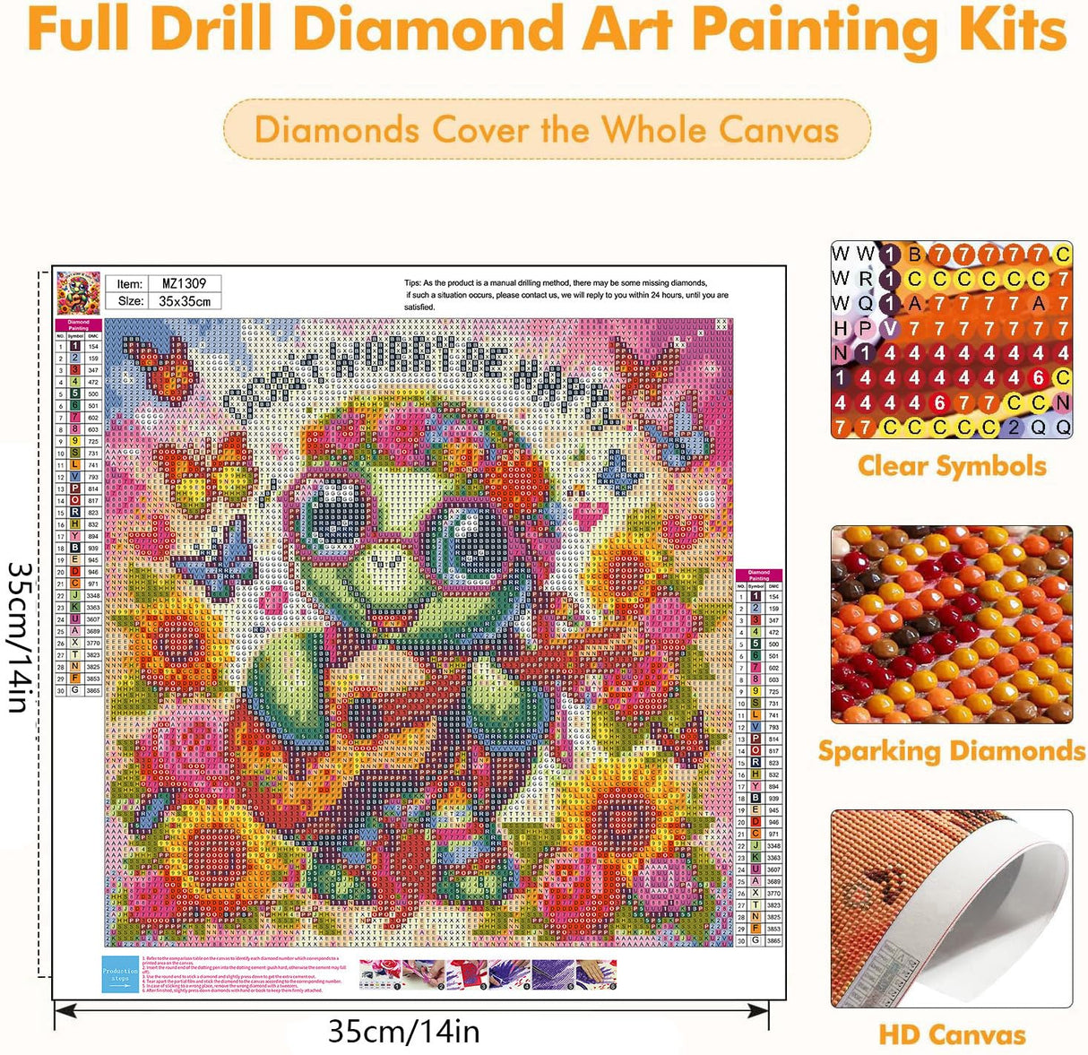 Axquilon Turtle Diamond Art Kits for Adults, 5D Diamond Painting Kits for Adults, DIY Full Round Drill Gem Art for Wall Home Decor Craft 14X14 Inch Axquilon