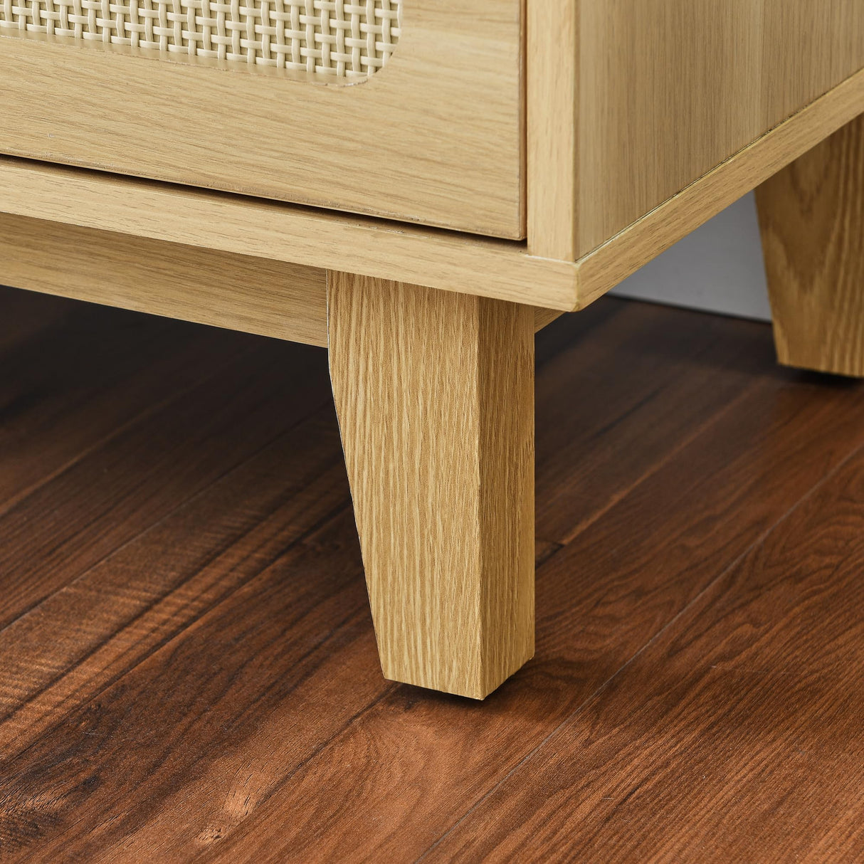 ROCKINGRUN 6 Drawer Rattan Dresser for Bedroom, Modern Wood Storage Closet Dressers Chest of Drawers with Golden Handles, Side Accent Table Organizer for Living Room Hallway Entryway (Natural) ROCKINGRUN