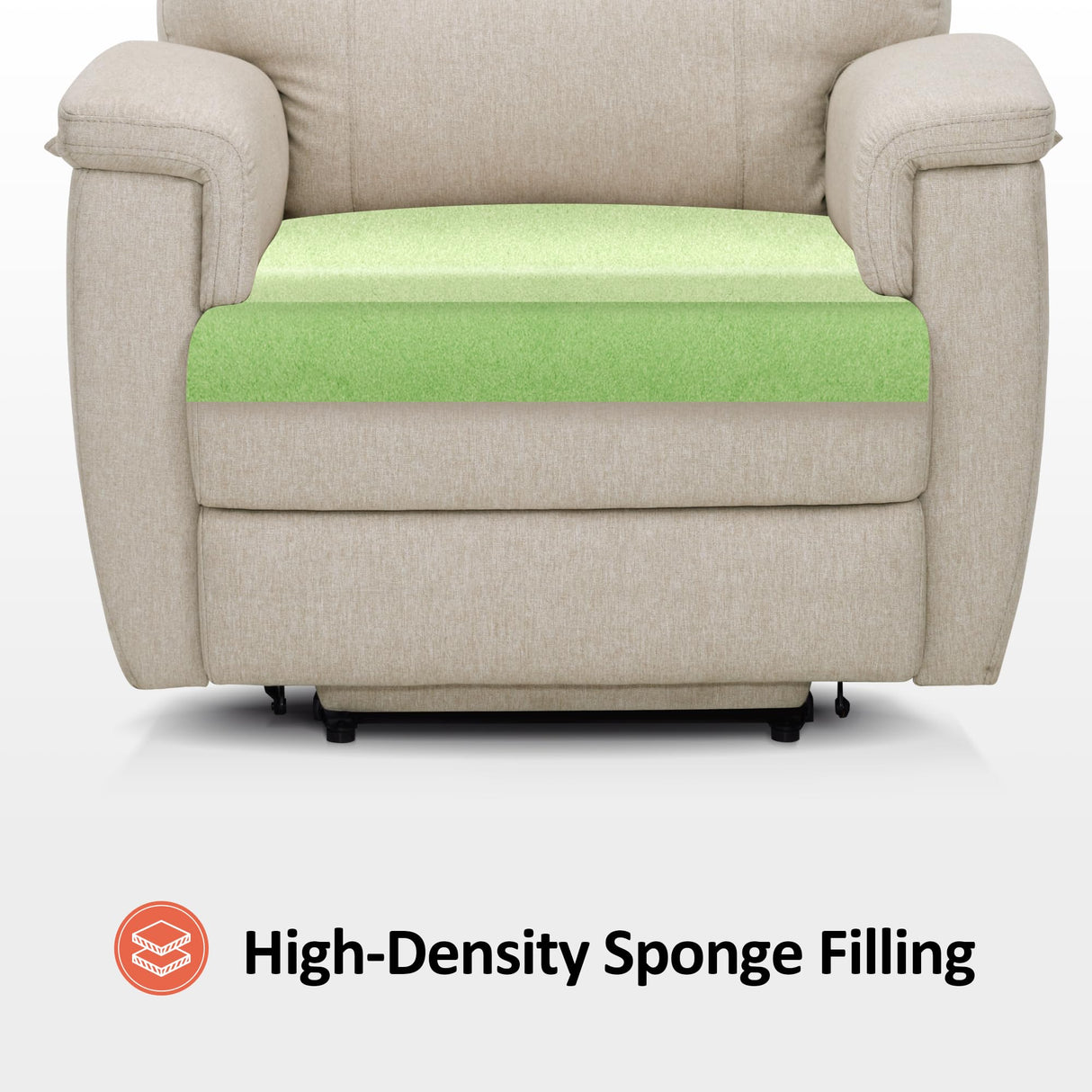 MCombo Power Lift Recliner Chair with Massage and Dual Heating, Adjustable Headrest, Extended Footrest for Elderly People, Fabric R7605 (Beige) MCombo