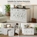 JDPAG Farmhouse Vanity Desk with Flip Top Mirror and Lights, Makeup Vanity Table with 2 Adjustable cabinets,2 Drawers and Hidden Storage Stool, Charging Dressing Table Set for Bedroom,White JDPAG