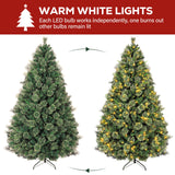 Hykolity 6 ft Prelit Christmas Tree, Artificial Christmas Pine Tree with 350 Warm White LED Lights, 1016 PVC Branch Tips & Needles, Metal Stand and Hinged Branches hykolity