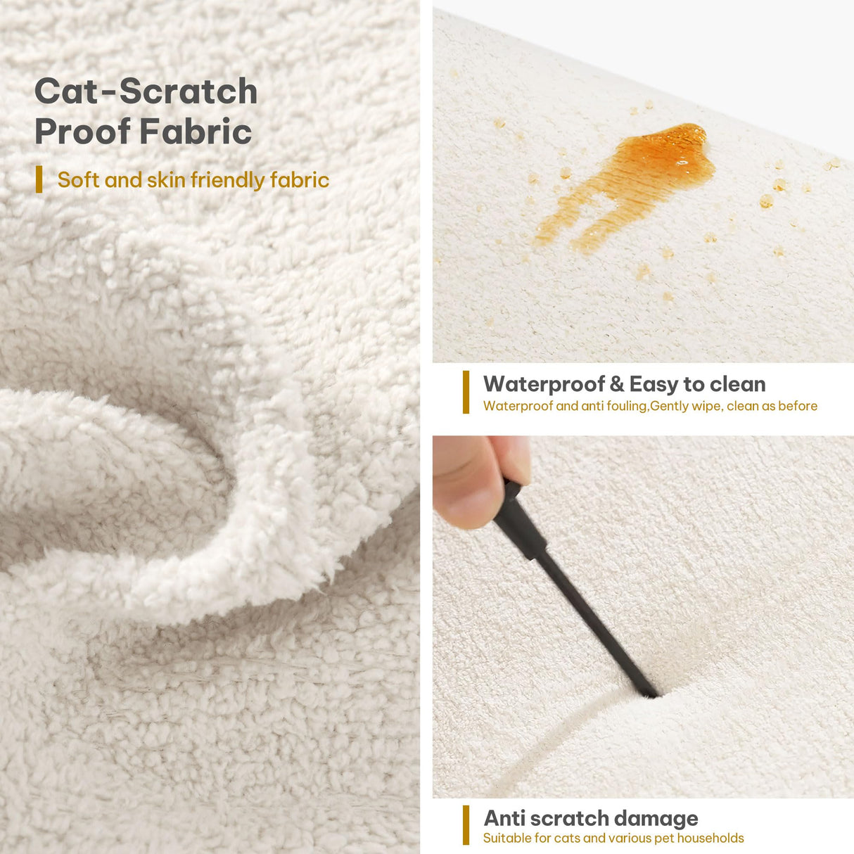 YITAHOME 78" Sectional Sofa Couch with Removable Ottoman, Cat-Scratch-Proof Fabric Sofa for Living Room Apartment, L-Shaped Sofa with 2 Cylinder Neck Pillows and Storage Pocket, Beige YITAHOME