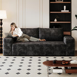 Boneless Couches for Living Room with Deep Seating, Corduroy Couch, No Assembly Required, Small Sofa in a Box, Loveseat or 3-Seater Sofa Couch, Black Rumiiro