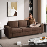 COPIAE 3 Seater Sofa Couch with Deep Seat, 90" Modern Upholstered Sofa with Armrests, Easy Installation, Comfy Couches for Living Room, Apartment,Dark Brown COPIAE