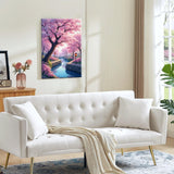 JOOZ Cherry Blossom Paint by Numbers Kit for Adults Framed Lake Paint by Number with Easel DIY Sakura Oil Painting by Numbers Adult Paint by Number Kits on Canvas Framed for Home Wall Decor 8x12 Inch JOOZ