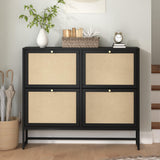 NVETHM Shoe Cabinet, Shoe Storage Cabinet with 4 Flax Flip Drawers and Mental Legs,Shoe Rack Free Standing Shoe Organizer for Entryway, Living Room (Black, 8-Tier) NVETHM