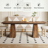 LITTLE TREE Dining Table for 6 People, Wooden Dining Table, Rectangle Table with Heavy Duty Legs, Modern Dining Table for Kitchen, Dining Room, Brown LITTLE TREE