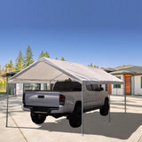 Caravan Canopy Powder Coated Heavy Duty Steel Frame Pop Up Carport with 6 Steel Stakes for Outdoor Activities and Events, White Caravan