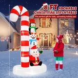 8 FT Christmas Inflatables Santa Claus Snowman Penguin with Candy Cane Outdoor Decoration Built-in LED Lights Cute Blow Up Christmas Decor for Xmas Party Holiday Yard Patiobay