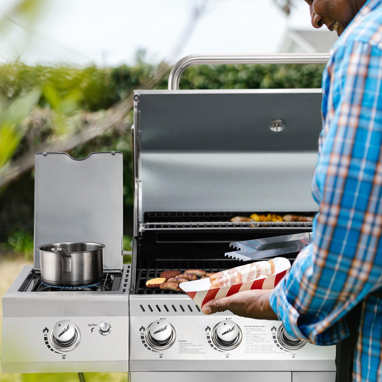 Royal Gourmet 5-Burner Propane Gas Grill with Side Burner, Stainless Steel Barbeque Grills, Silver, GA5404S