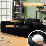 PINSOLID 80" Modern Sofa Couch, Comfy Deep Seat Lambswool Cloud Sofa, Upholstered 3-Seater Boucle Couch, Oversized Loveseat for Living Room, Bedroom, Office, Apartment(Black) PINSOLID