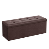 SONGMICS 43 Inches Folding Storage Ottoman Bench, Storage Chest, Footrest, Coffee Table, Padded Seat, Faux Leather, Holds up to 660 lb, Brown ULSF703, L(15 x 43 x 15 Inches) SONGMICS