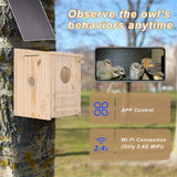 Solar-Powered Smart Owl House with Camera - Outdoor Hanging Wooden Nesting Box, Real-Time View & Motion Detection, for Garden for 2.4g WiFi Coverage Area, for Owl Lovers WISDOMRAINBOW
