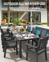 YEFU Outdoor Patio Dining Sets: All Weather 12 Piece Dining Table Set for 10 with Umbrella Hole & Aluminum Frame - Outdoor Furniture 2 Table and 10 Chairs for Outside Backyard/Porch/Deck Grey YEFU