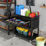 Heavy Duty 3 Tier Tool Cart, Mechanic Metal Rolling Tool Cart with Storage Drawers for Garage Workshop Maemttes
