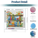 1tonine Flowers Bookshelf Diamond Art Painting Kits for Adults- 5D DIY Diamond dots for Beginners -Full Drill Round Diamond Gem Painting Kit Classroom Wall Art Decor Handmade Gift 1tonine