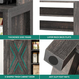 YITAHOME Bakers Rack Microwave Stand with Trash Can Storage Bin Cabinet and Power Outlet, 6-Tiers Farmhouse Kitchen Tall Thickened Coffee Bar Station with Adjustable Shelf (Rustic Oak) YITAHOME