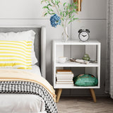 Aenuert Night Stand, White Kids Nightstand, Modern End Table with Open Storage, 2-Tier Nursery Bedside Table for Small Space, Living Room, Bedroom Aenuert