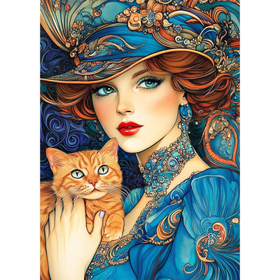 MEIYUDA Woman Diamond Painting Kits for Adults,5D Vintage Lady Diamond Art Kits for Beginners,DIY Cartoon Abstract Gem Art Crystal Painting for Home Wall Decor and Present 12x16inch