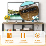 TV Stand with Mount and Fabric Drawers for 32-80 Inches TV - Entertainment Center and Industrial TV Console Table with Open Storage Shelves for Living Room, Bedroom - 63" Rustic Brown GYIIYUO