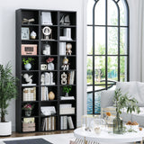 FOTOSOK 8-Tier Adjustable Media Tower Rack - Slim Black Storage Cabinet for CDs, DVDs, and Books FOTOSOK