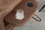 Brown Recliner Chair for Elderly | Tall and Big Man 400lbs | Chenille | Power Lift, Lay Flat, Stand Up, Wireless Charging Device, Extended Footrest, Massage Heat, Cup Holder, Lumbar Pillow LITVZ