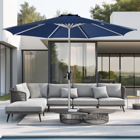 HOMSHADE 9ft Outdoor Patio Umbrella - Market Table Aluminum Umbrella, 5-Year Fade Resistant - UPF50+ UV Protection with Push Button Tilt, Crank for Pool Deck and Garden (Navy Blue) HOMSHADE
