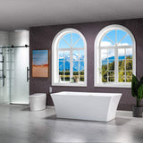 WOODBRIDGE 67" Acrylic Freestanding Bathtub Contemporary Soaking White Tub with Brushed Gold Overflow and Drain，BTS1609 -BG-Drain &O WOODBRIDGE