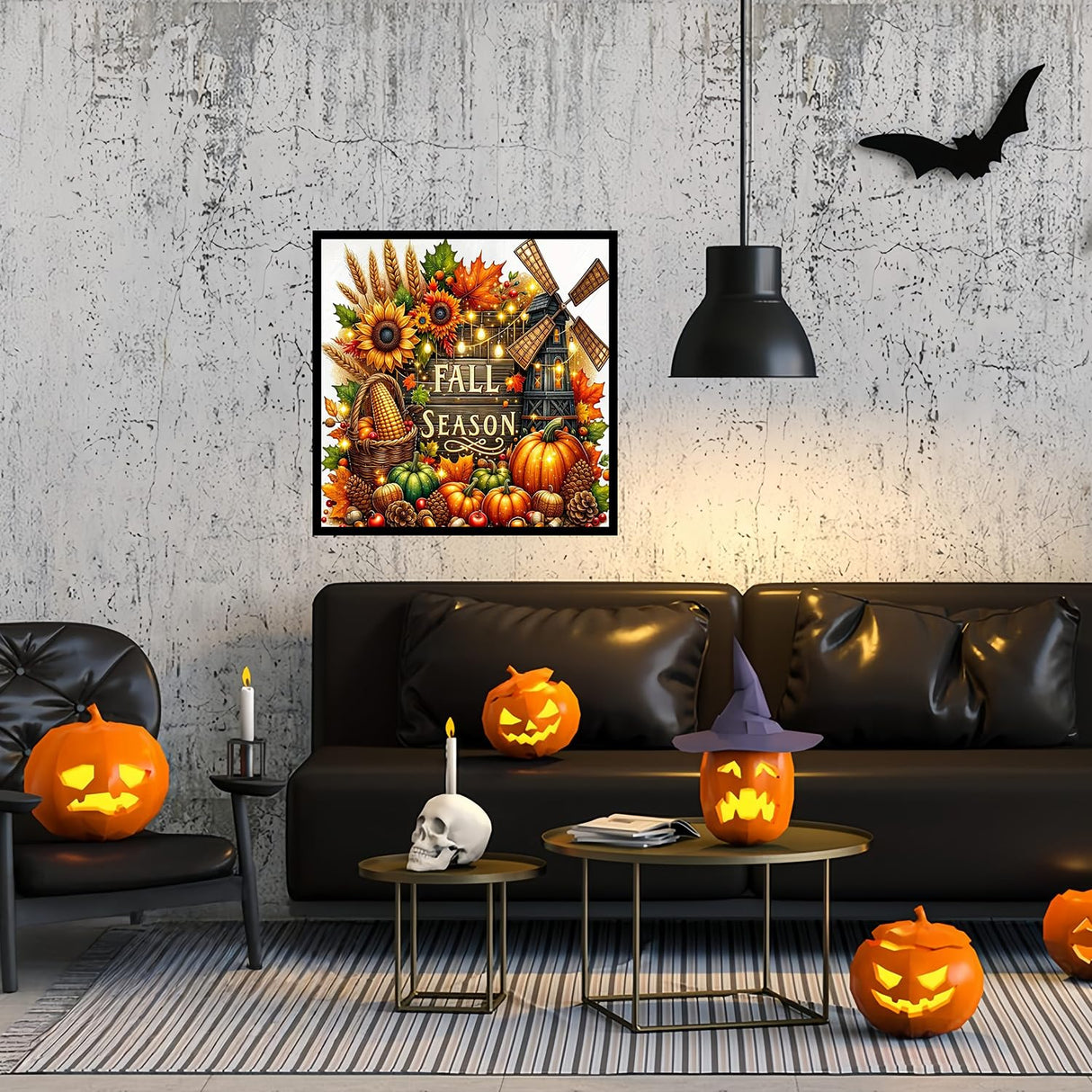 JYXSJYYD 5D DIY Fall Season Diamond Art Kits for Adults,Harvest Season Diamond Paintings Kits for Beginners,Paint by Diamonds Dot Full Drill Gem Art Crafts,Home Wall Decoration 13.8x13.8 Inches JYXSJYYD