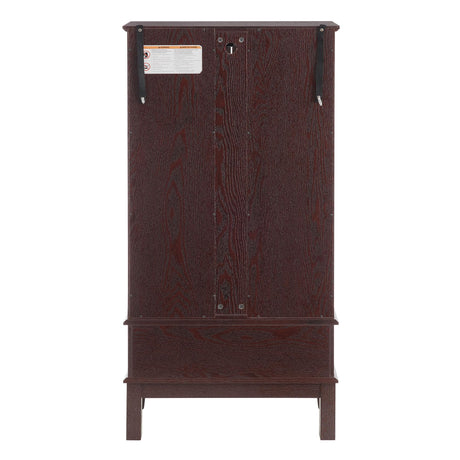 CQSXDA Vintage Lighted Curio Storage Cabinet with 1 Drawer, Mirrored Back & Tempered Glass Doors, 3 Tier Storage Display Cabinet Adjustable Shelves Home Office Showcase,Brown CQSXDA