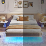 Hasuit Full Size Floating Bed Frame with LED Lights and No Box Spring Needed Hasuit