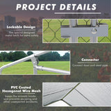 LEMBERI Metal Large Chicken Coop, Spire Shape Walk-in Poultry Chicken Hen cage, Rabbits Duck Cages with Waterproof and Anti-Ultraviolet Cover for Outside,Backyard and Farm LEMBERI