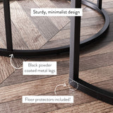 Nathan James Stella Round Modern Nesting Coffee Set of 2, Stacking Living Room Accent Tables with an Industrial Wood Finish and Powder Coated Metal Frame, Warm Nutmeg/Matte Black Nathan James
