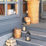 MATAHUM Lanterns Decorative Outdoor Indoor, Black Metal Outdoor Lanterns, 17'' 13'' Set of 2 Modern Farmhouse Candle Lantern Halloween Lanterns Centerpieces for Home, Wedding, Patio, Porch, Mantel MATAHUM