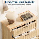 GarveeHome Fluted 4 Drawers Dresser for Bedroom, 35.4 in Tall Chest of Dressers for Closet, 4 Fluted Drawers with Metal Handle, Large Clothes Storage Cabinet for Bedroom, Nursery, Living Room, Natural GarveeHome