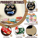 Glenmal 16 Pcs Seasonal Dachshund Door Decor for All Season and Holiday Hanging Cute Christmas Dachshund Welcome Sign Rustic Wooden Farmhouse Front Door Signs Outdoor(Black with Plaid Frame) Glenmal