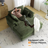 VINGLI Lounge Chair, 56" Oversized Reading Chair Corduroy Chaise Sofa Recliner Bed Upholstered Comfy Sleeper Couch with Throw Pillows and Armrests for Living Room, Movie Room, Bedroom VINGLI