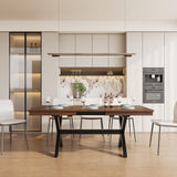 Aimery 59"-76" Extendable Dining Table for 4-8 Person, Space-Saving Extra Long Transformer Table with Extension Leaves Holder, Walnut Aimery