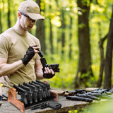 simesove Walnut Wood Pistol Rack Gun Rack, Gun Safe Pistol Storage, Gun Safe Accessories Organizer, 6 Pistol Rack Holder with Carpeted simesove