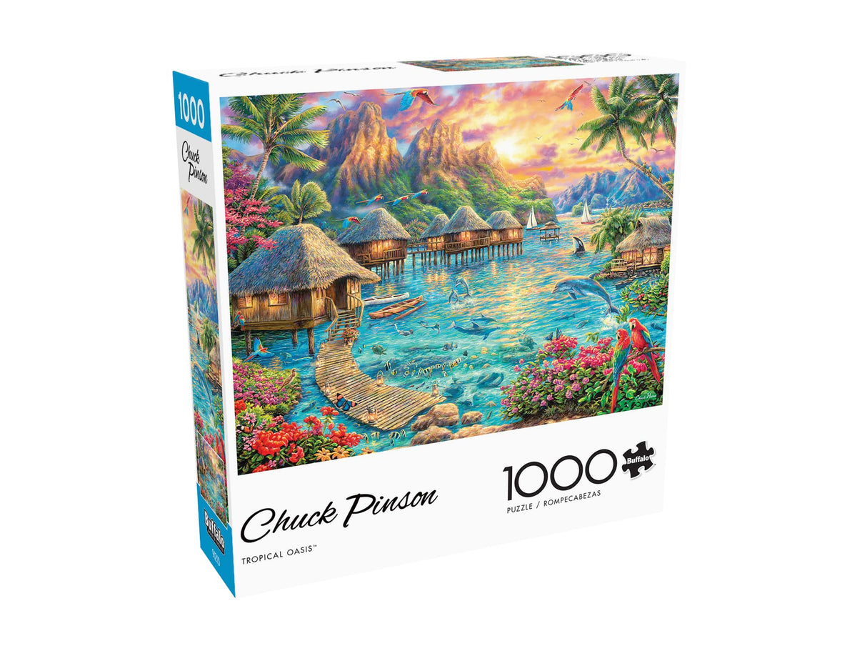 Buffalo Games - Chuck Pinson - Tropical Oasis - 1000 Piece Jigsaw Puzzle for Adults -Challenging Puzzle Perfect for Game Nights - Finished Size is 26.75 x 19.75 Buffalo Games