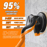 POPBULL Electric Drywall Sander (1050W) With Vacuum, Heavy Duty Drywall Sander with LCD Digital Display,9 Variable Speed 800-2100RPM,Foldable & Extendable Handle,12pcs Sanding Discs,Wood Floor etc POPBULL