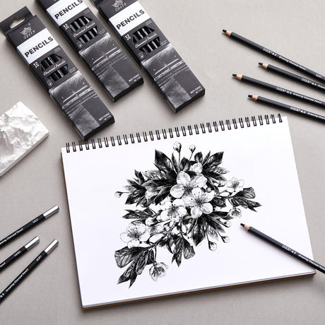 Geyoga 72 Pcs Professional Charcoal Pencils Soft, Medium and Hard for Drawing Charcoal Pencils for Art Painting Sketching Shading Drawing Blending Portrait Artists Students Back to School Gifts Geyoga